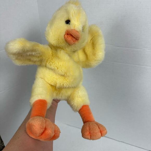 Vintage Russ Yellow Chick Duck Plush Hand Puppet Baby Rattle  Toy Stuffed Animal - Picture 2 of 9